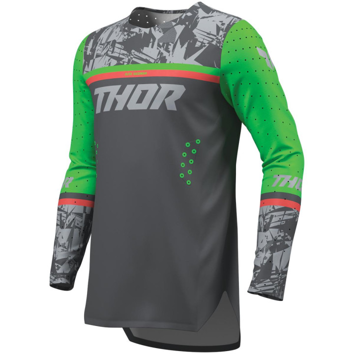 Maillot enfant Thor sportmode punkd gris/vert | Oxmoto