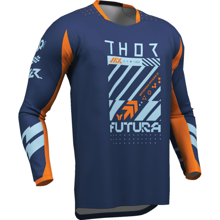 Maillot enfant Thor launchmode futura bleu/orange | Oxmoto