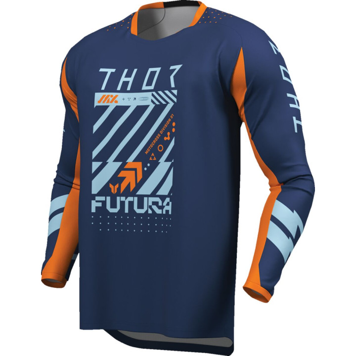 Maillot enfant Thor launchmode futura bleu/orange | Oxmoto