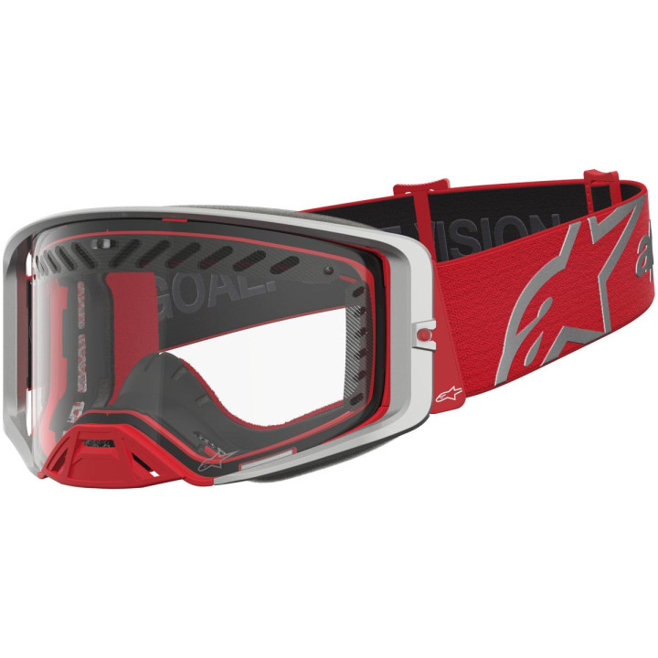 Masque Alpinestars supertech dura air fluid rouge argent transparent
