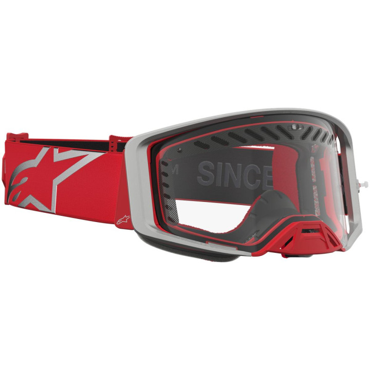 Masque Alpinestars supertech dura air fluid rouge argent transparent