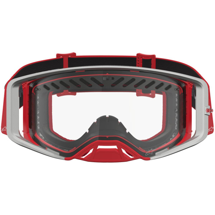 Masque Alpinestars supertech dura air fluid rouge argent transparent