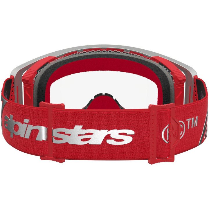Masque Alpinestars supertech dura air fluid rouge argent transparent