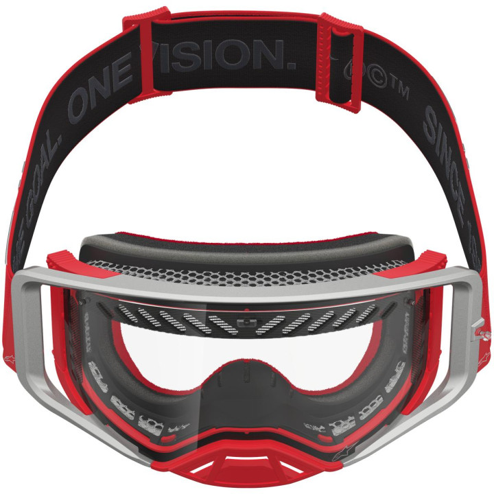 Masque Alpinestars supertech dura air fluid rouge argent transparent