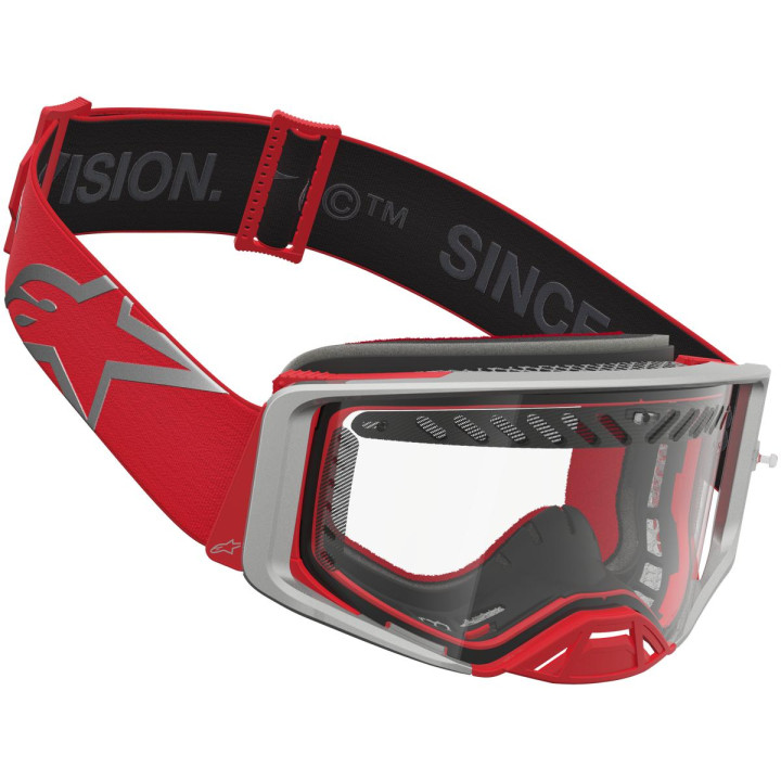 Masque Alpinestars supertech dura air fluid rouge argent transparent