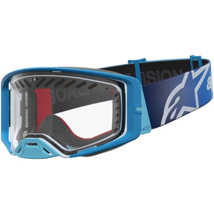 Masque Alpinestars supertech dura air fluid bleu dégradé argent transparent