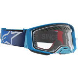 Masque Alpinestars supertech dura air fluid bleu dégradé argent transparent