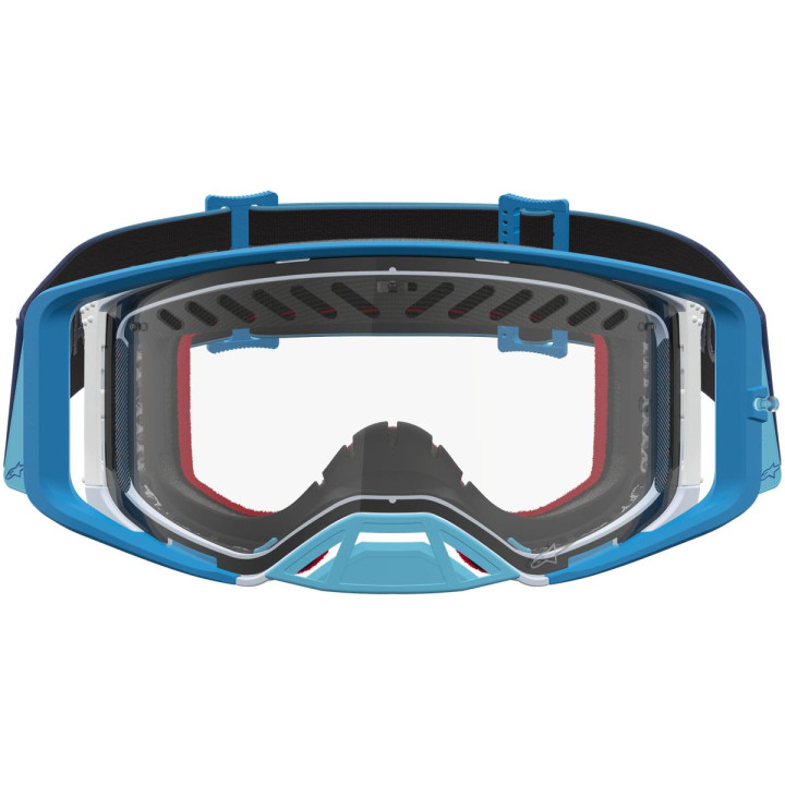 Masque Alpinestars supertech dura air fluid bleu dégradé argent transparent