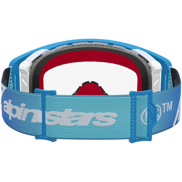 Masque Alpinestars supertech dura air fluid bleu dégradé argent transparent