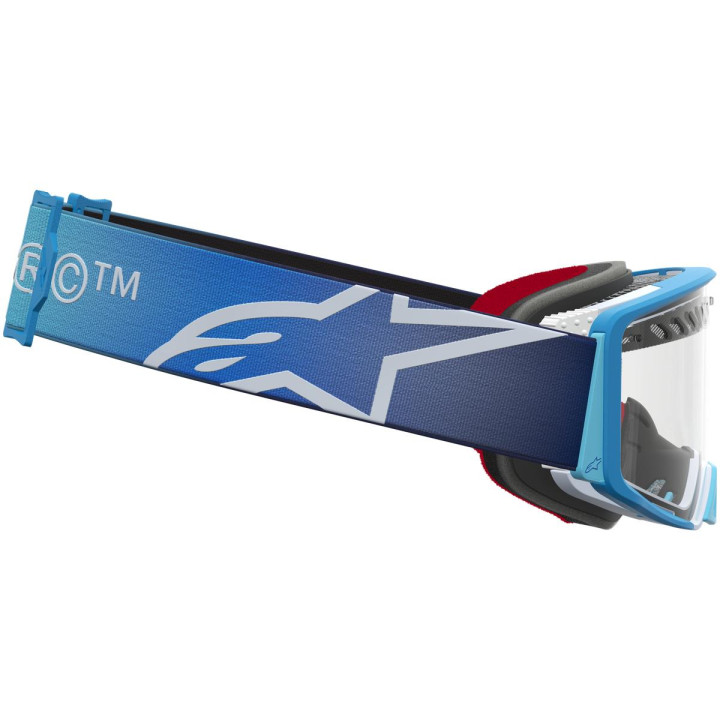 Masque Alpinestars supertech dura air fluid bleu dégradé argent transparent