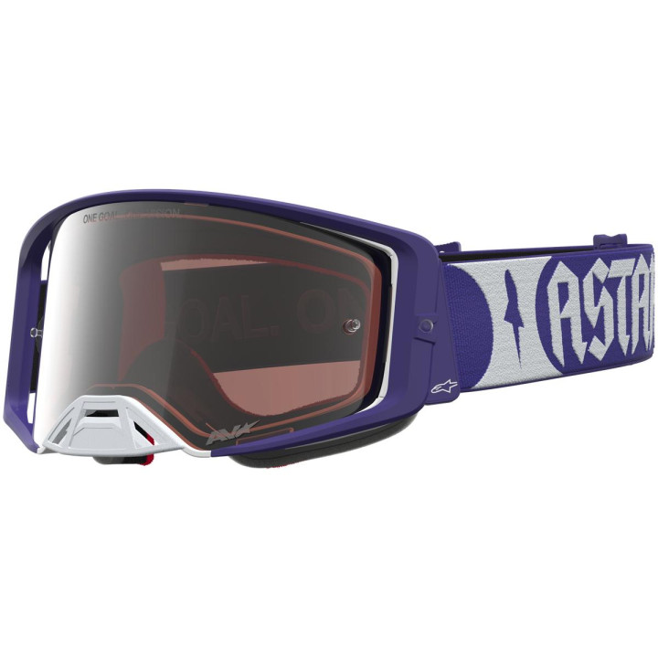 Masque Alpinestars supertech atrox profond bleu blanc miroir argent