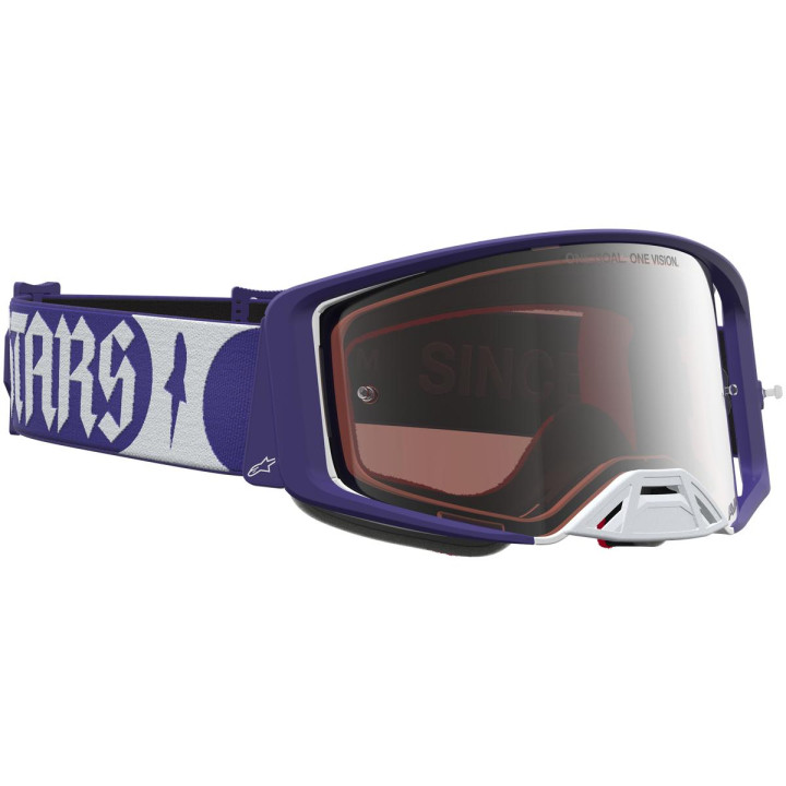 Masque Alpinestars supertech atrox profond bleu blanc miroir argent