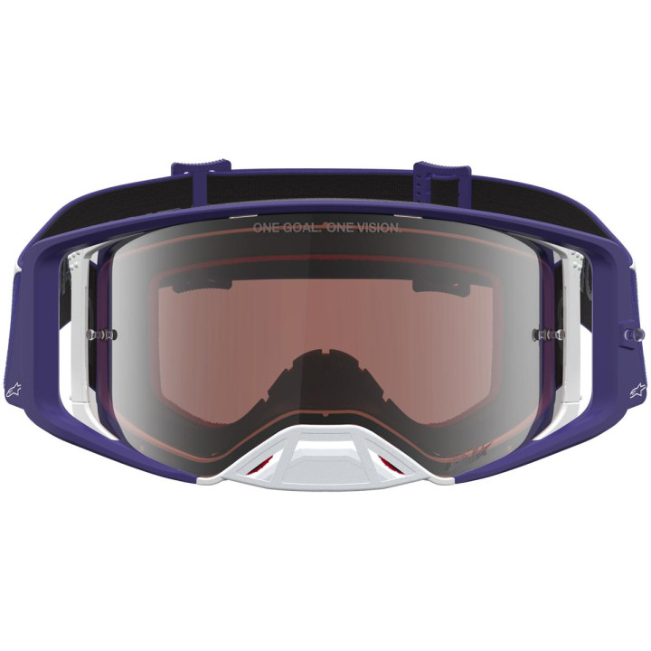 Masque Alpinestars supertech atrox profond bleu blanc miroir argent