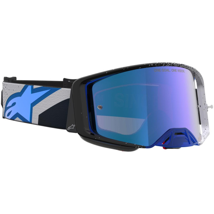 Masque Alpinestars supertech hiten noir blithe bleu miroir bleu