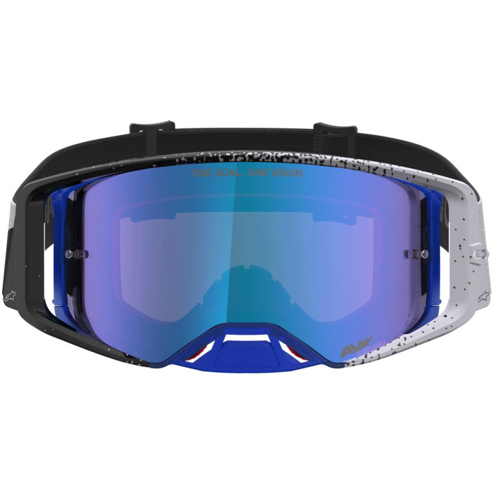Masque Alpinestars supertech hiten noir blithe bleu miroir bleu