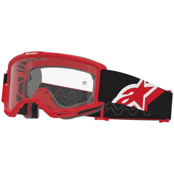 Masque Alpinestars vision otg rouge noir blanc transparent