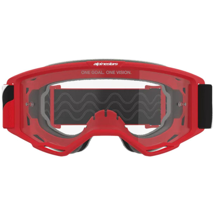 Masque Alpinestars vision otg rouge noir blanc transparent