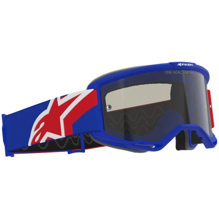 Masque Alpinestars vision sand bleu rouge blanc foncé fumé