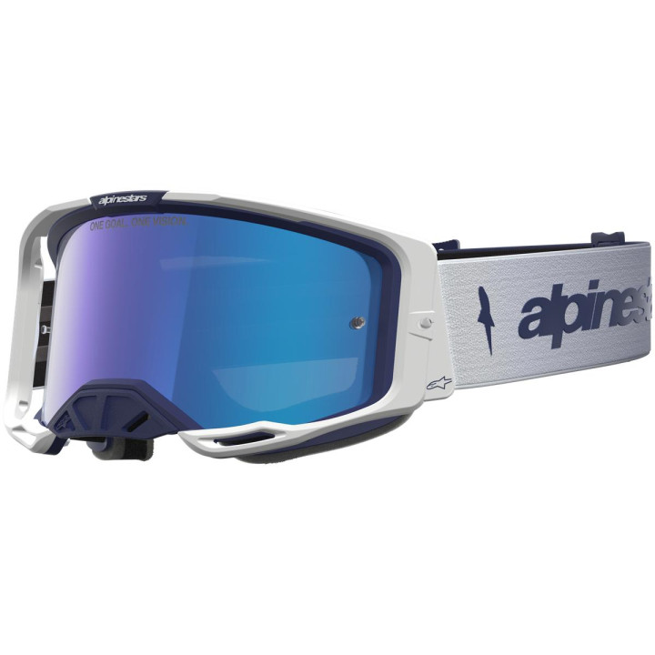 Masque Alpinestars vision 8 amber navy blanc miroir bleu