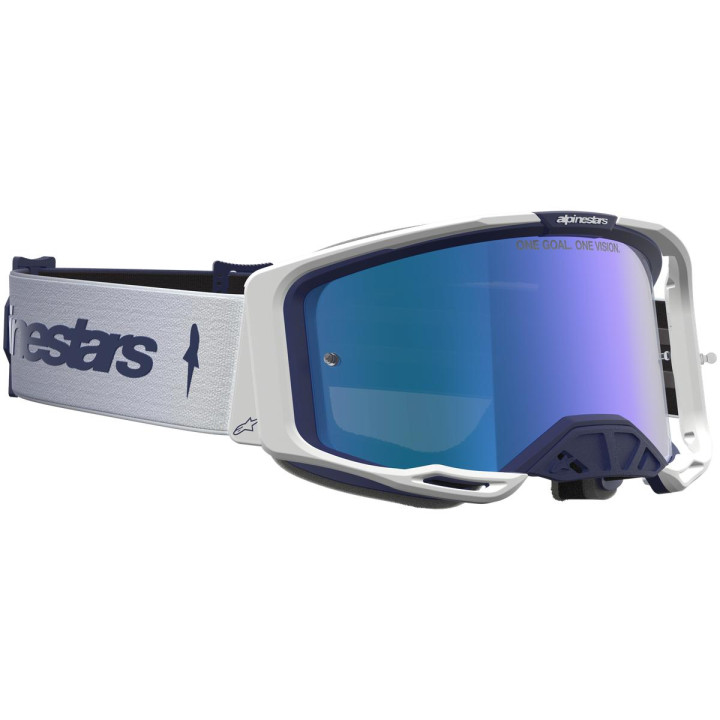Masque Alpinestars vision 8 amber navy blanc miroir bleu
