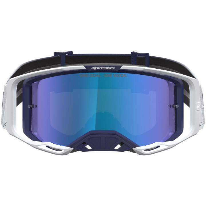 Masque Alpinestars vision 8 amber navy blanc miroir bleu