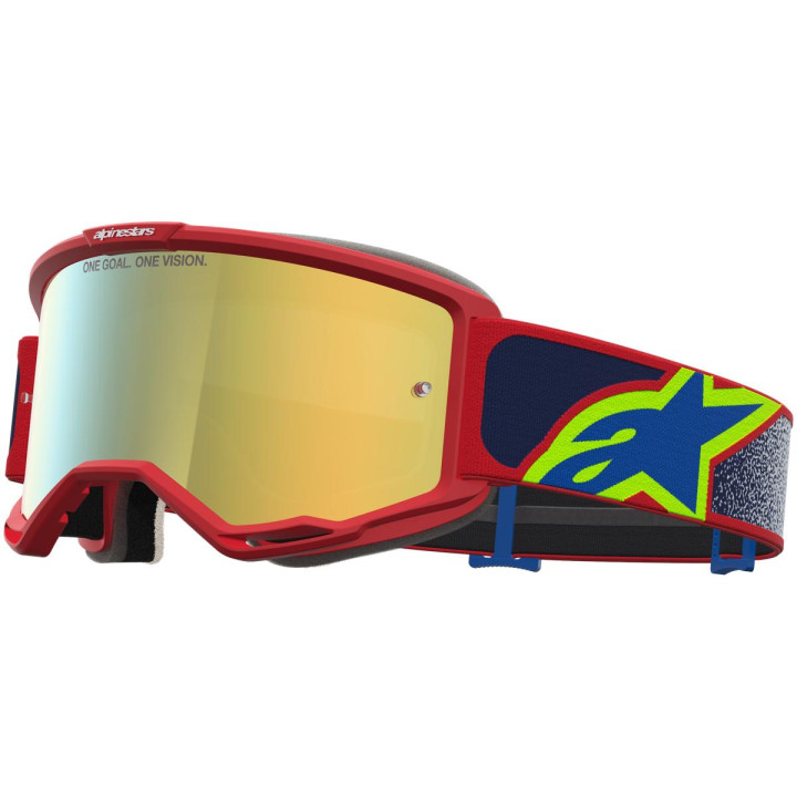 Masque Alpinestars vision 5 drag fire rouge bleu miroir or