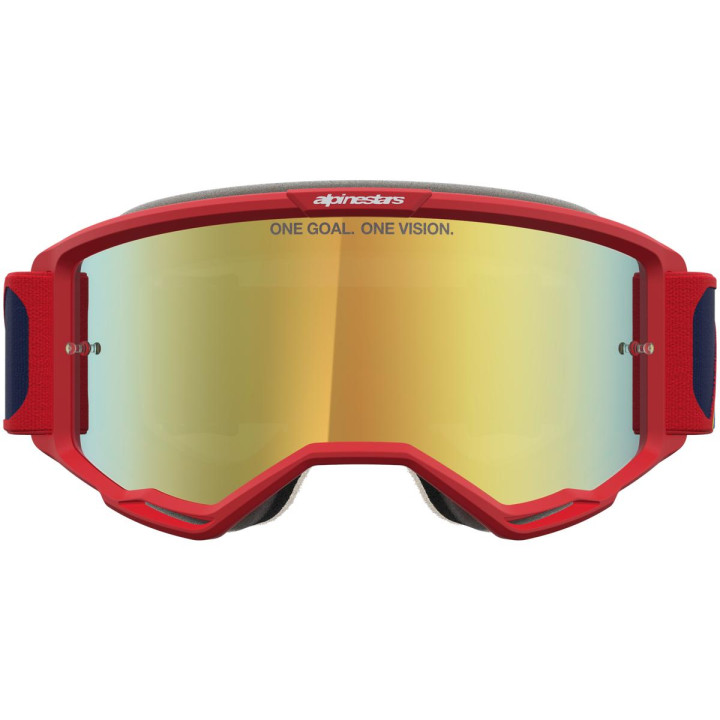 Masque Alpinestars vision 5 drag fire rouge bleu miroir or