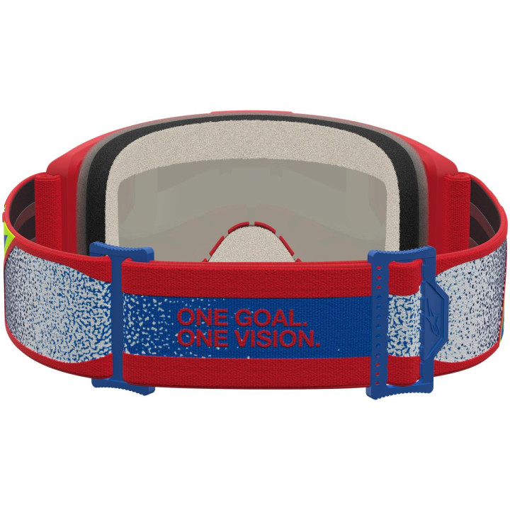 Masque Alpinestars vision 5 drag fire rouge bleu miroir or