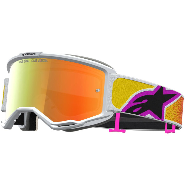 Masque Alpinestars vision 5 drag orange rouge miroir rouge