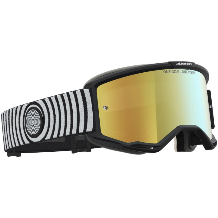 Masque Alpinestars vision 5 hone noir blanc miroir or