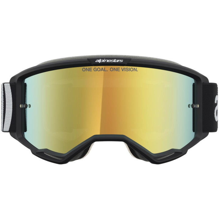 Masque Alpinestars vision 5 hone noir blanc miroir or