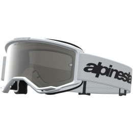 Masque Alpinestars vision 3 wordmark blanc noir miroir argent