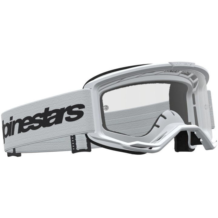Masque Alpinestars vision 3 wordmark blanc noir transparent
