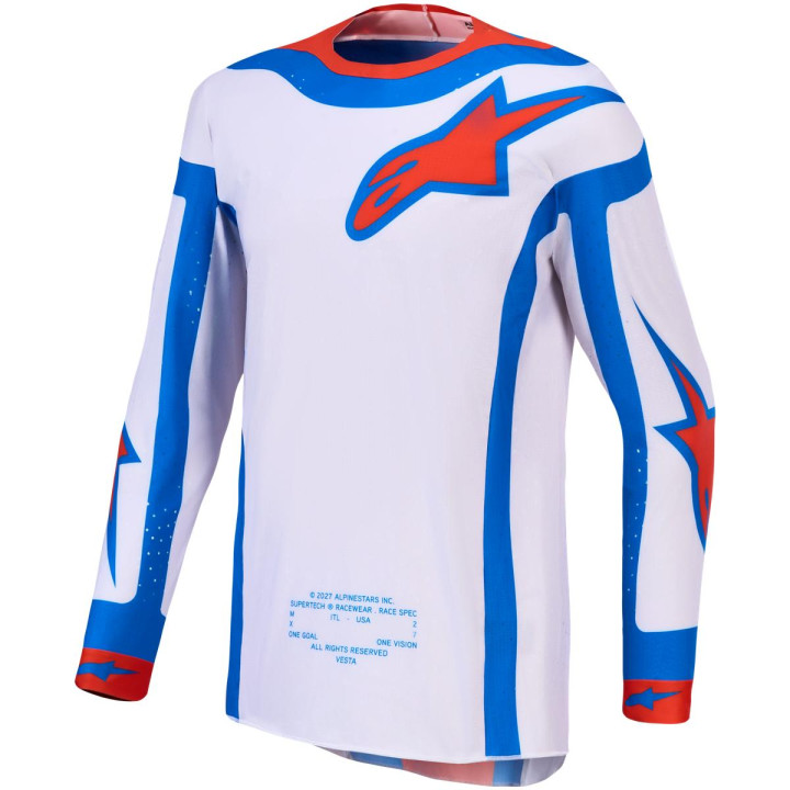 Tenue Alpinestars Supertech Vesta blanc/rouge | Oxmoto