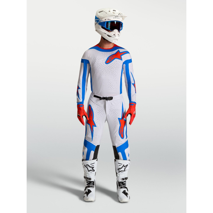 Tenue Alpinestars Supertech Vesta blanc/rouge | Oxmoto