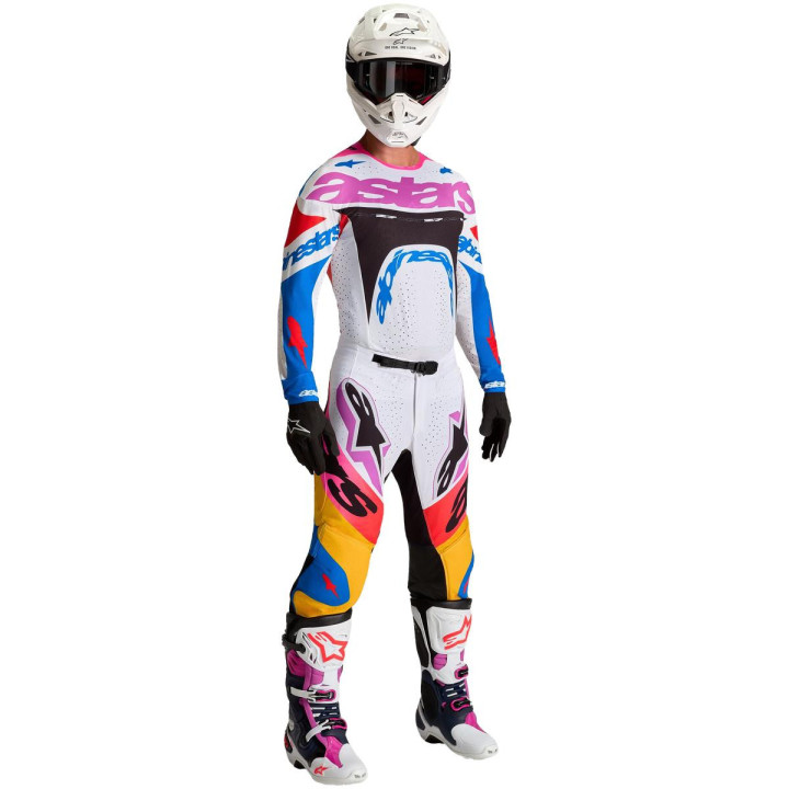 Tenue Alpinestars Supertech Dyna blanc/bleu | Oxmoto