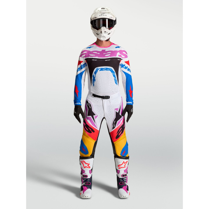 Tenue Alpinestars Supertech Dyna blanc/bleu | Oxmoto