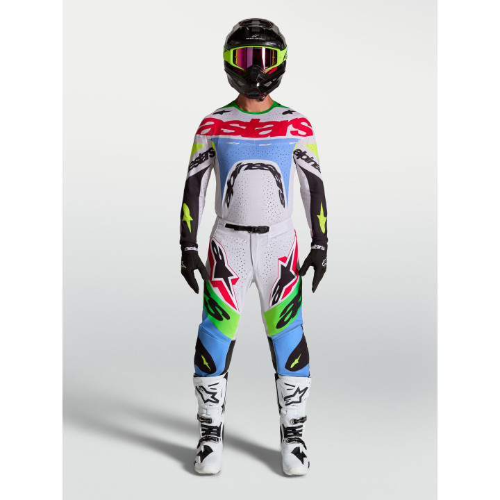 Tenue Alpinestars Supertech Dyna blanc/vert | Oxmoto