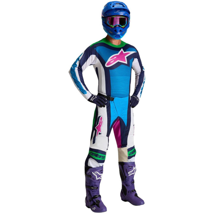 Tenue Alpinestars Techstar Maven blanc/bleu | Oxmoto