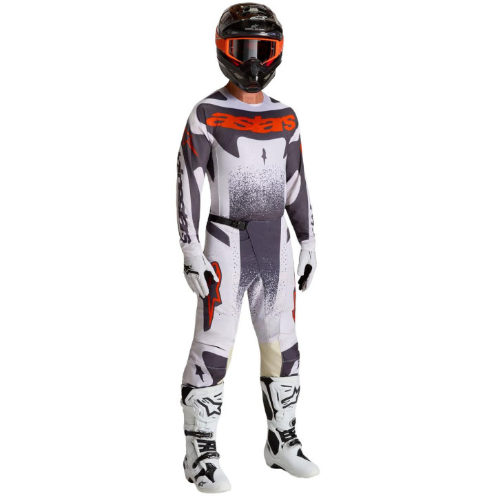 Tenue Alpinestars Techstar Swan blanc/gris | Oxmoto