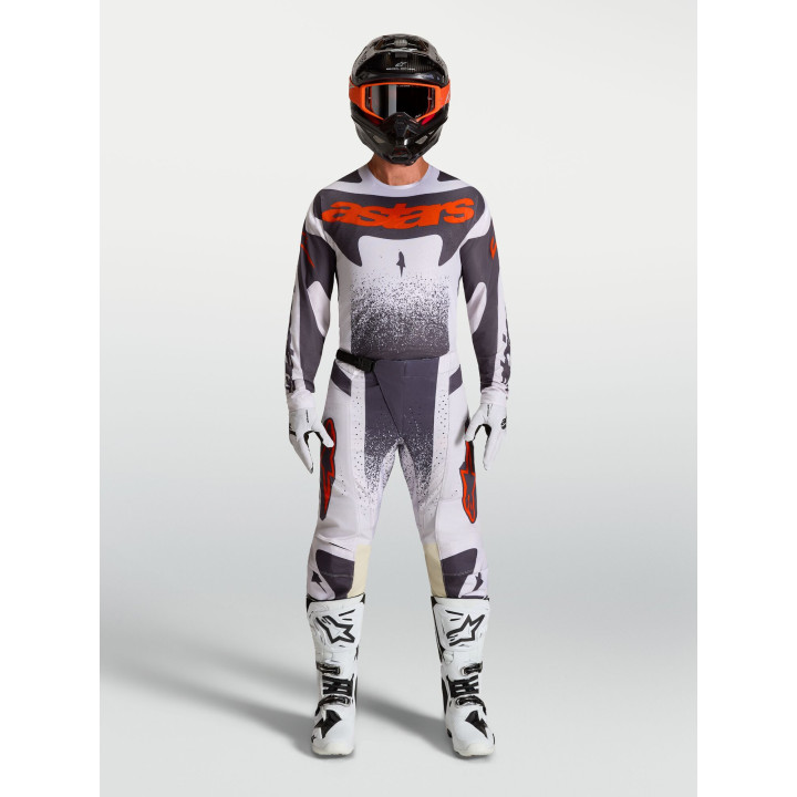 Tenue Alpinestars Techstar Swan blanc/gris | Oxmoto