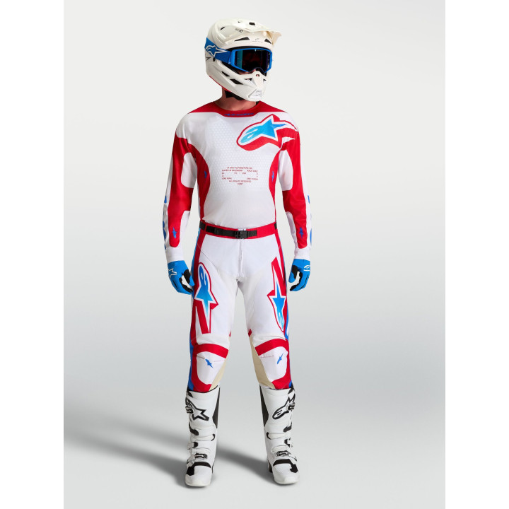 Tenue Alpinestars Racer Hunt blanc/rouge | Oxmoto