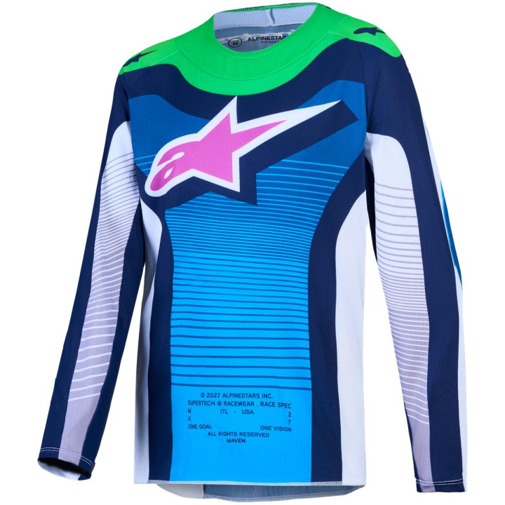 Tenue Alpinestars Enfant Supertech Maven blanc/bleu | Oxmoto