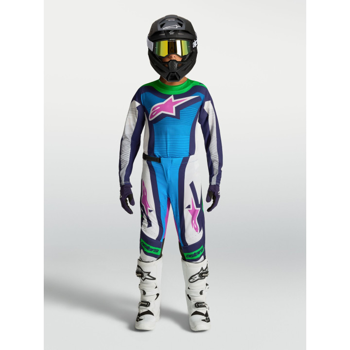 Tenue Alpinestars Enfant Supertech Maven blanc/bleu | Oxmoto