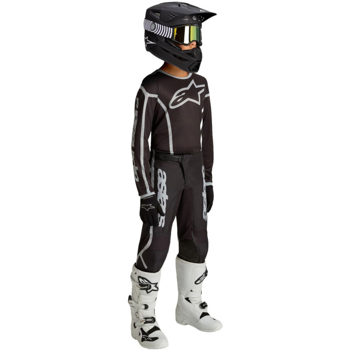 Tenue Alpinestars Enfant Fluid Apex V2 noir/argent | Oxmoto
