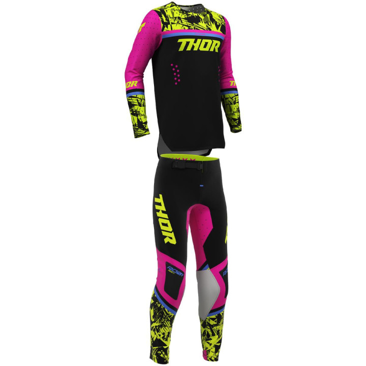 Tenue enfant Thor Sportmode Punkd Noir/Fu | Oxmoto