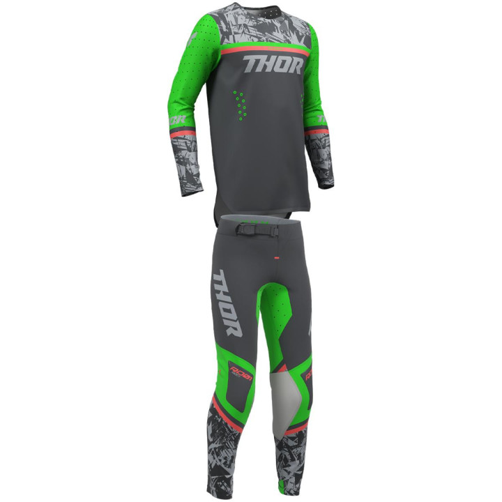 Tenue enfant Thor Sportmode Punkd gris/Vert | Oxmoto