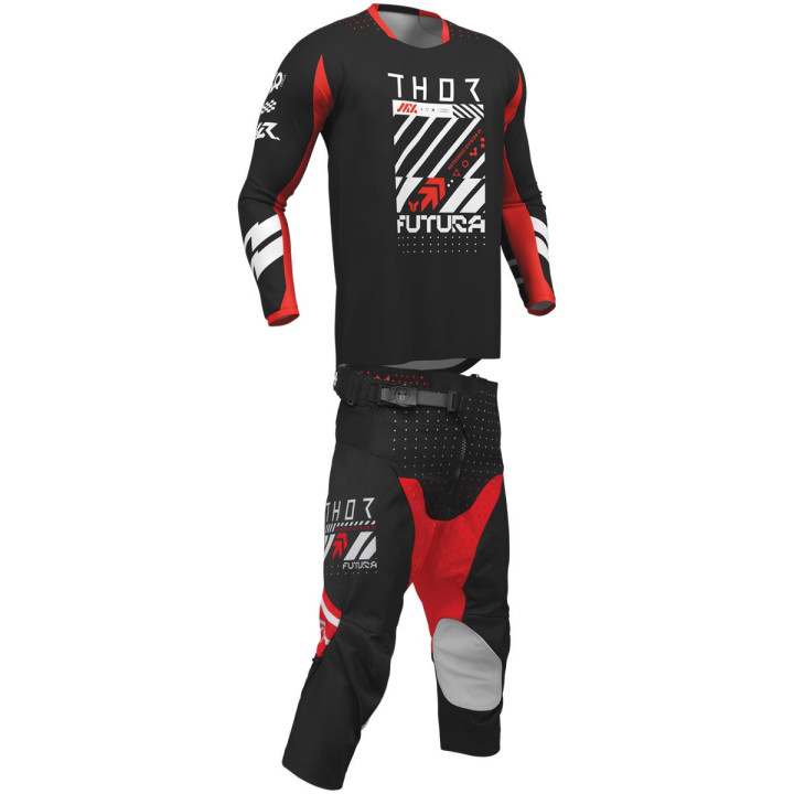 Tenue enfant Thor Launchmode Futura Noir/Rouge | Oxmoto
