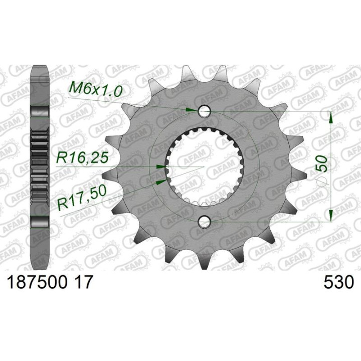 Pignon AFAM acier standard - 530 187500-17 | Oxmoto