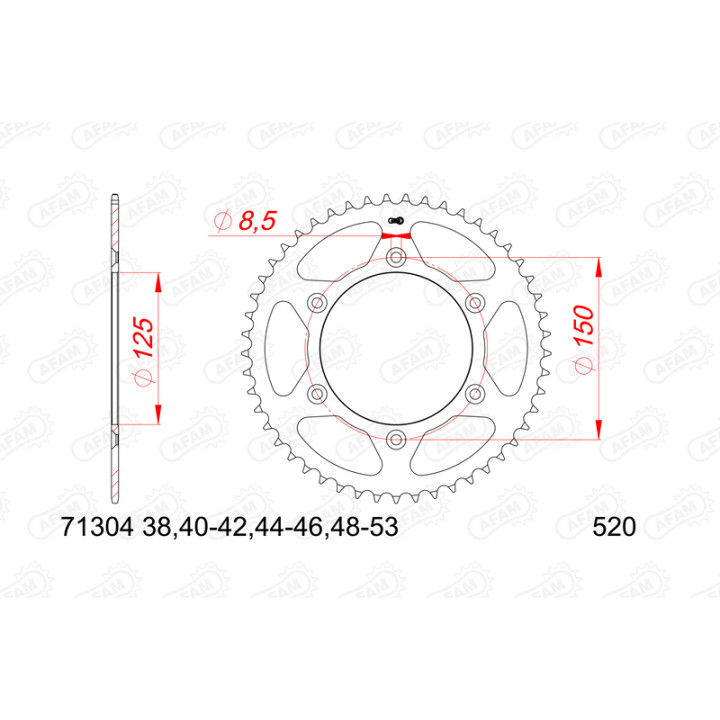 Pignon AFAM acier anti-bruit - 520 73303NR-15 | Oxmoto
